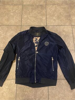 Versace Navy Bomber Jacket with Medallion Patch
